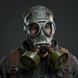 portrait of Artyom from Metro 2033 wearing a gas mask, digital art, concept art, highly detailed, sharp focus