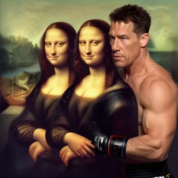 John Cena boxing the Mona Lisa
