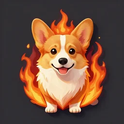 E-spot team logo, depicting a corgi made of fire, high quality, extremely detailed, HD, 8k, artstation