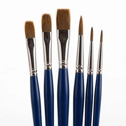sapphire blue paintbrush set, professional product shot, isolated on a pure white background, centered, entire object in frame, sharp focus, soft studio lighting