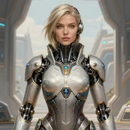 closeup portrait shot of a large strong female biomechanic woman in a scenic scifi environment, intricate, elegant, highly detailed, centered, digital painting, artstation, concept art, smooth, sharp focus, warframe, illustration, gabriel metsu, gil elvgren, clyde caldwell, gerald brom, craig mullins, ferdinand knab