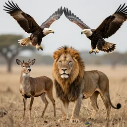 a hybrid between a lion, a deer, and an eagle, photography, award - winning, national geographic channel, discovery channel, wildlife, 8 k
