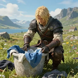 Jarl of whiterun doing his laundry
