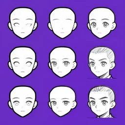face angles, game asset sheet, overlay pencil sketch 8 bit