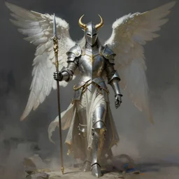 an angelic / demonic / eldritch knight in the style of frank frazetta in the style of leonard boyarsky trending on artstation deviantart pinterest hyper detailed photorealistic highlights and shadow hd 8 k post - processing high resolution