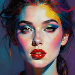 image of colorful beautiful woman face, psychedelic, in style of jean michel basquet, alex gray, artatation