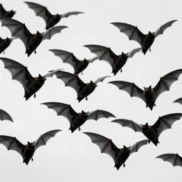 flock of bats black on white