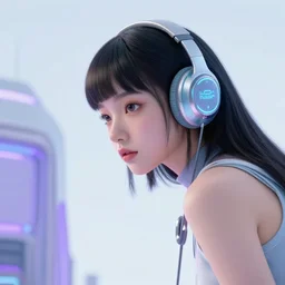 a futuristic girl leaning in view, y 2 k aesthetics, y 2 k, kaybug, frutiger aero, cyber y 2 k, vectorheart. in the style of toonami, space channel 5, ace combat 3, wipeout, hackers, totally spies, the matrix, jet set radio.