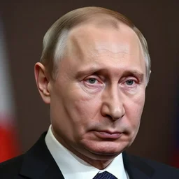 Putin with spider web around his head and face