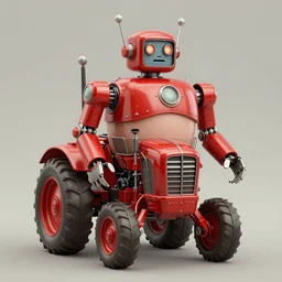 adventurer ( ( ( ( ( 1 9 5 0 s retro future robot android fat knome tractor robot. muted colors. ) ) ) ) ) by jean baptiste monge!!!!!!!!!!!!!!!!!!!!!!!!! chrome red