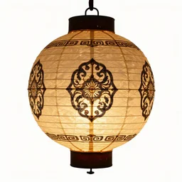 ornate paper lantern, photorealistic, isolated on a pure white background, centered, entire object in frame, sharp focus, soft studio lighting