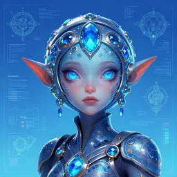 portrait of jewel orbfolk commander in the style of Rob Lefield and Dan Mumford , trending on artstation, digital art,surrealism ,macro,blueprint ,vaporwave ,