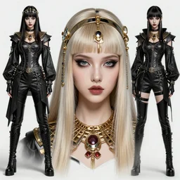 character costume concept art of a goth cyberpunk anime cleopatra | | cute - fine - face, pretty face, realistic shaded perfect face, fine details by stanley artgerm lau, wlop, rossdraws, james jean, andrei riabovitchev, marc simonetti, and sakimichan, trending on artstation