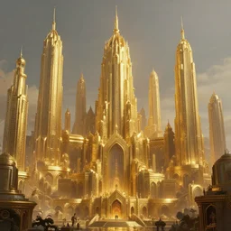 a matte painting of beautiful religious golden science fiction city, cinematic lighting, hd, atmospheric, hyper detailed, trending on artstation, deviantart, digital painting, concept art smooth sharp focus illustration, art by artgerm, greg rutkowski and raoul marks