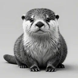 cute otter, naranbaatar ganbold, concept art, highly detailed, eddotorial illustration, b & w