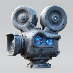 3 d sculpt of scifi cylindrical bulbous industrial building facade in the shape of a digital movie camera by maschinen krieger, starcraft, halo, star wars, ilm, star citizen halo, mass effect, starship troopers, elysium, the expanse, high tech industrial, artstation unreal