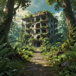 a beautiful hyperdetailed rendering of walkway nature abandoned unfinished building by odile decq, rainforest sci - fi tundra dramatic lighting landscape hyperrealism studio ghibli, archdaily, wallpaper, highly detailed, trending on artstation.