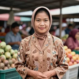 color photo portrait of indonesian woman in the market, 1 9 9 0 photograph magazine