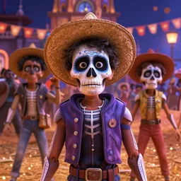 de los muertos portrait of garma zabi in the style of the movie coco ( 2 0 1 7 )