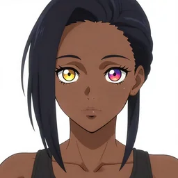 anime portrait of a black anime woman with heterochromia, by Studio Ufotable, trending on artstation, sharp high quality anime