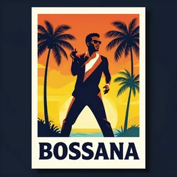 bossanova poster brazil corcovado vintage palmtree colorful vector