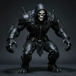 ash maker, black leather, cyberpunk reaper, death hulking, mysterious photo realism, style of roger fenton, flash photo