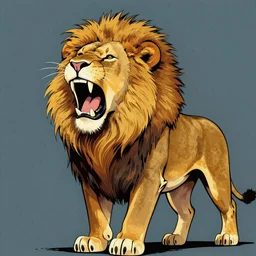 A lion roaring, pop art
