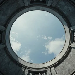 stargate made of stone that form a circle, cinematic view, epic sky - n 4