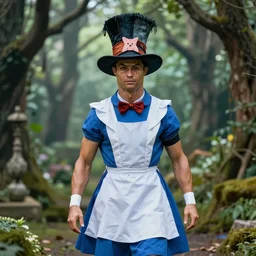 Cristiano Ronaldo as the Mad Hatter in Alice through the Looking glass, hyperrealistic, highly detailed, depth of field, High definition, 8k,  octane render, artstation