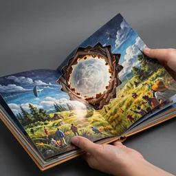 A performance art. A rip in spacetime. Did this device in his hand open a portal to another dimension or reality?! pop-up book by Adrian Smith joyful, joyful