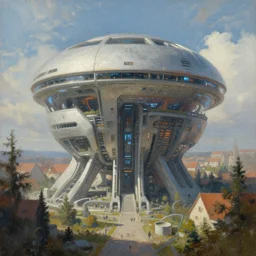 a futuristic hyper realistic painting of ravensburg in the year 3 2 0 0 w 8 3 2
