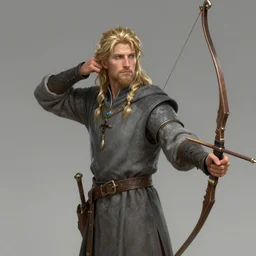 tonemapped thoughtful mage in grey tunic and archer by artstation