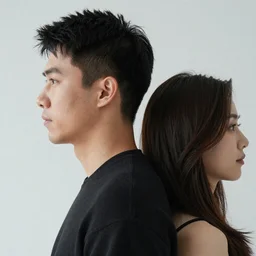 portrait of a man in profile, (woman)