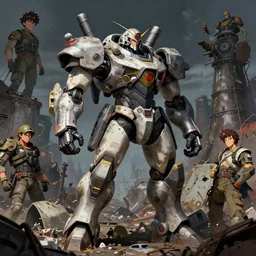 Swat mecha in tactical gear with heavy anime armour in a junkyard made by Stanley Artgerm Lau, WLOP, Rossdraws, James Jean, Andrei Riabovitchev, Marc Simonetti, Yoshitaka Amano, ArtStation, CGSociety