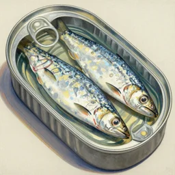 sardine in a can, extremely detailed masterpiece, illustration, colorful, by william merritt chase,