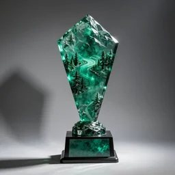 opaque trophy made from emerald, photography