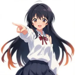 a fish pointing an anime girl
