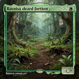 a dead, forgotten place has transformed into a new living realm, nature reclaiming the undercity of an urban area, life from the loam, fantasy, ravnica, green spell, magic : the gathering