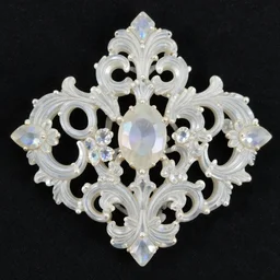 vintage baroque floral scroll foliage made of opalescent crystal