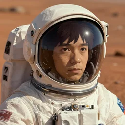astronaut in mars, character portrait, portrait, close up, concept art, intricate details, highly detailed, in the style of studio ghibli and ross tran