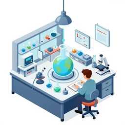 editorial illustration of isometric science lab mads berg christopher balaskas