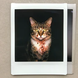 “ a polaroid picture of a bloody zombie cat, rembrandt lighting, horror ”