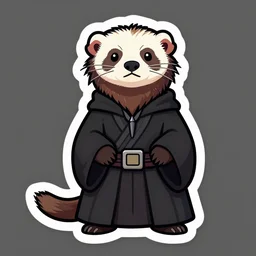 A ferret wearing Sith robes, sticker illustration