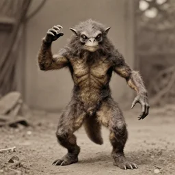 vintage photograph of a cryptid striking a pose