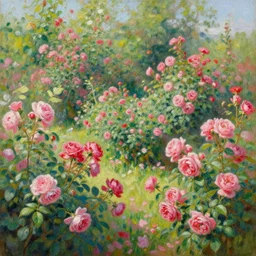 a beautiful painting of the roses garden by greg rutkowski and thomas kinkade, trending on artstation