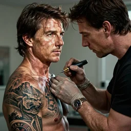 tom cruise getting a tattoo of tom cruise by tom cruise