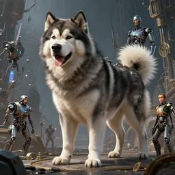 giant alaskan malamute, paladin, cybernetic. detailed, intricate environment, fantasy art by krenz cushart, rossdraws, ilya kuvshinov, peter mohrbacher, greg rutkowski, craig mullins, thomas kinkade. unreal engine 5 highly detailed, blender, octane, ray tracing. sharp focus, masterpiece, post processing