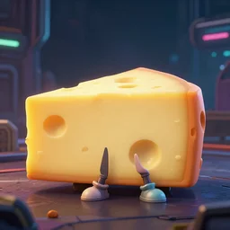 low-polly model of cheese in an up and coming new cyberpunk game