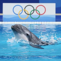 A narwhal in an Olympic swimming pool, award winning nature photography by National Geographic