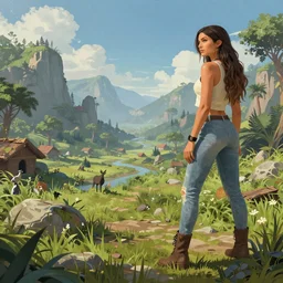 a landscape backdrop painted by Zahara Hadid for a video game art